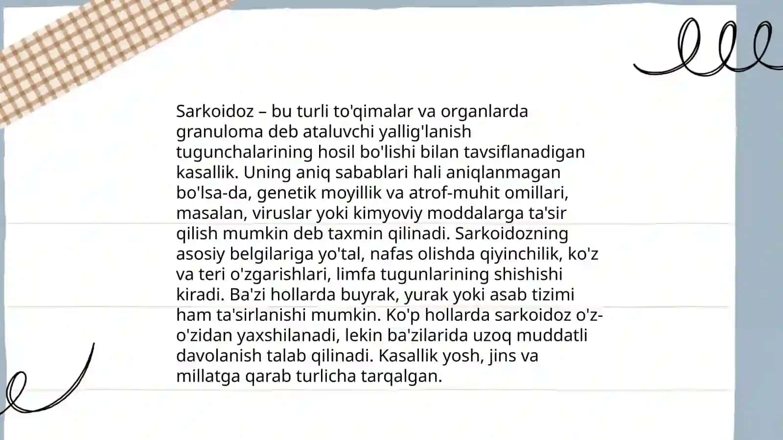 Oʼpkaning interstitsial kasalliklari. Sarkaidoz. Fibrozlanuvchi alveolit 4