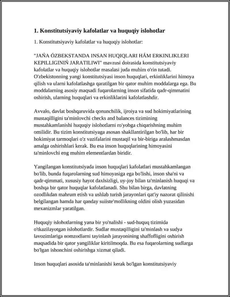 JAŃA ÓZBEKSTANDA INSAN HUQIQLARI HÁM ERKINLIKLERI KEPILLIGINIŃ JARATILIWI 4