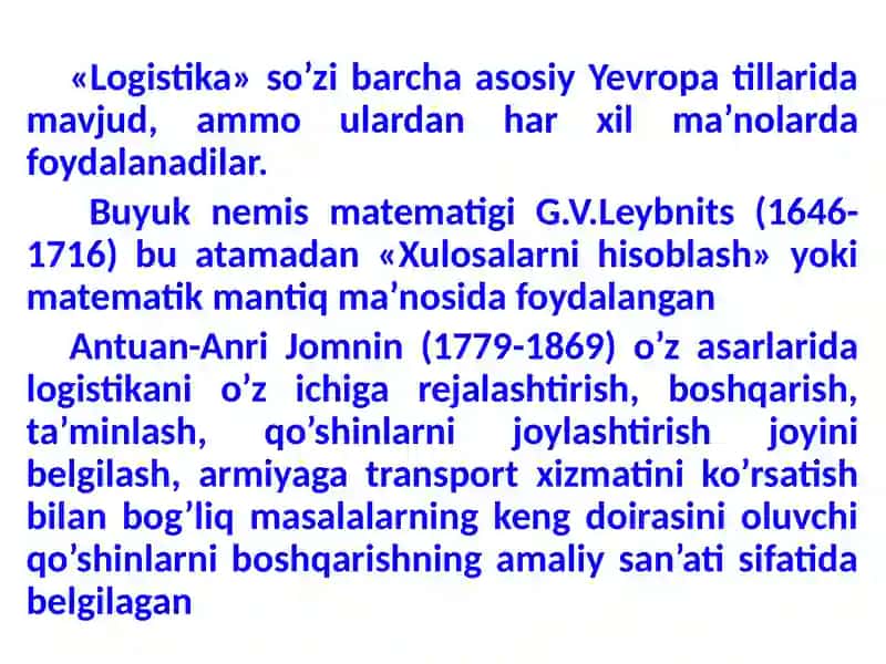 LOGISTIKANING ASOSIY YO‘NALISHLARI VA TAMOYILLARI 4
