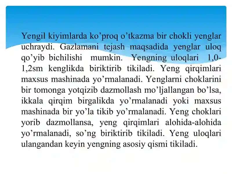 Yeng uchiga kesimli ishlov berish 4