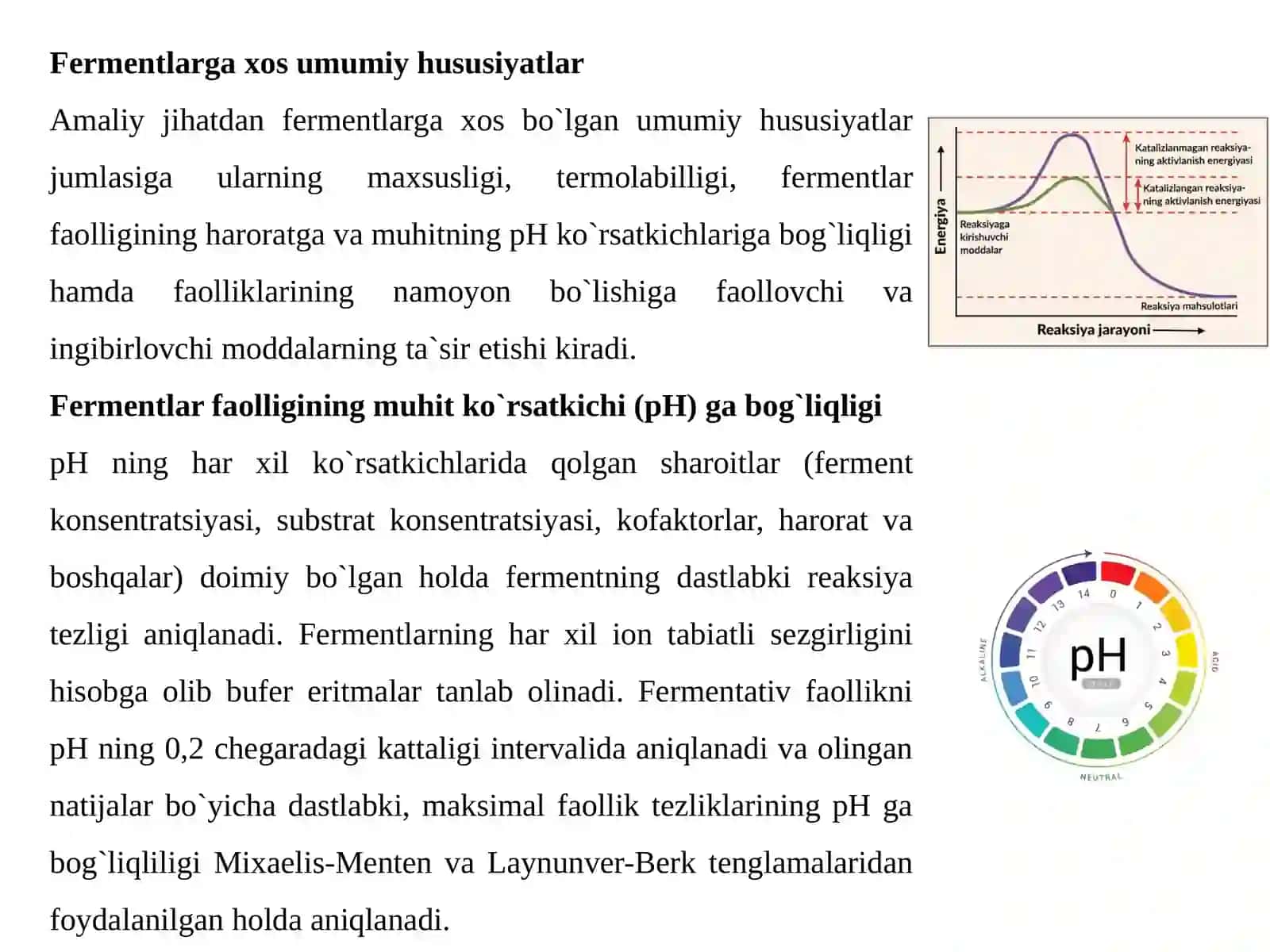 Fermentlar faolligining harorat va muhit pH ga bog'liqligini o'rganish 4