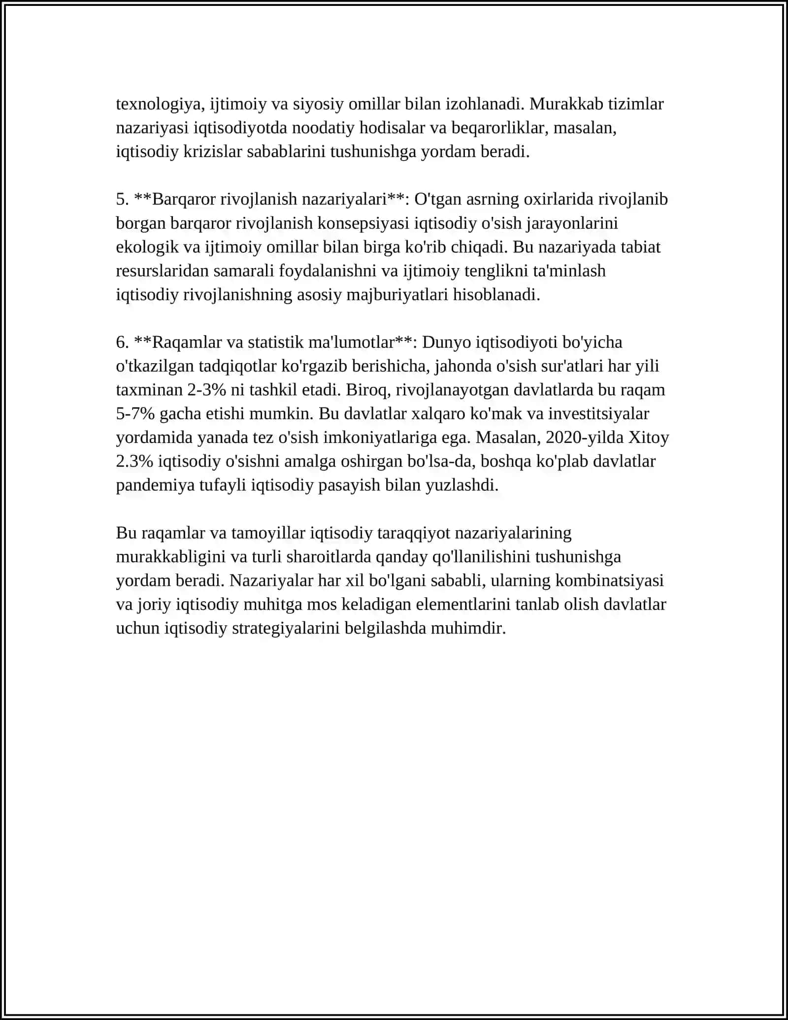 MUSTAQIL ISH Mavzu: IQTISODIY TARAQQIYOT VA IQTISODIY ÒSISH 4