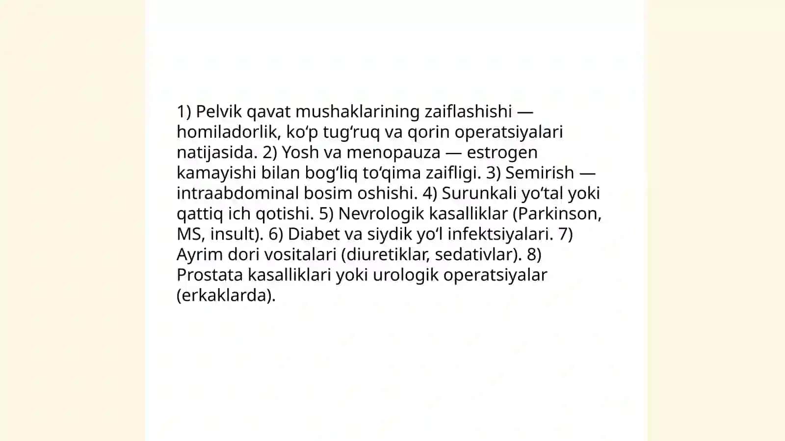 Siydik tuta olmaslikning turlari 4