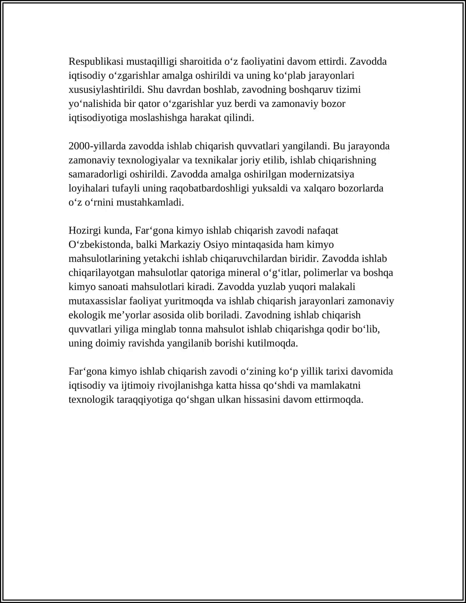 FARĞONA KIMYO ISHLAB CHIQARISH ZAVODI 4