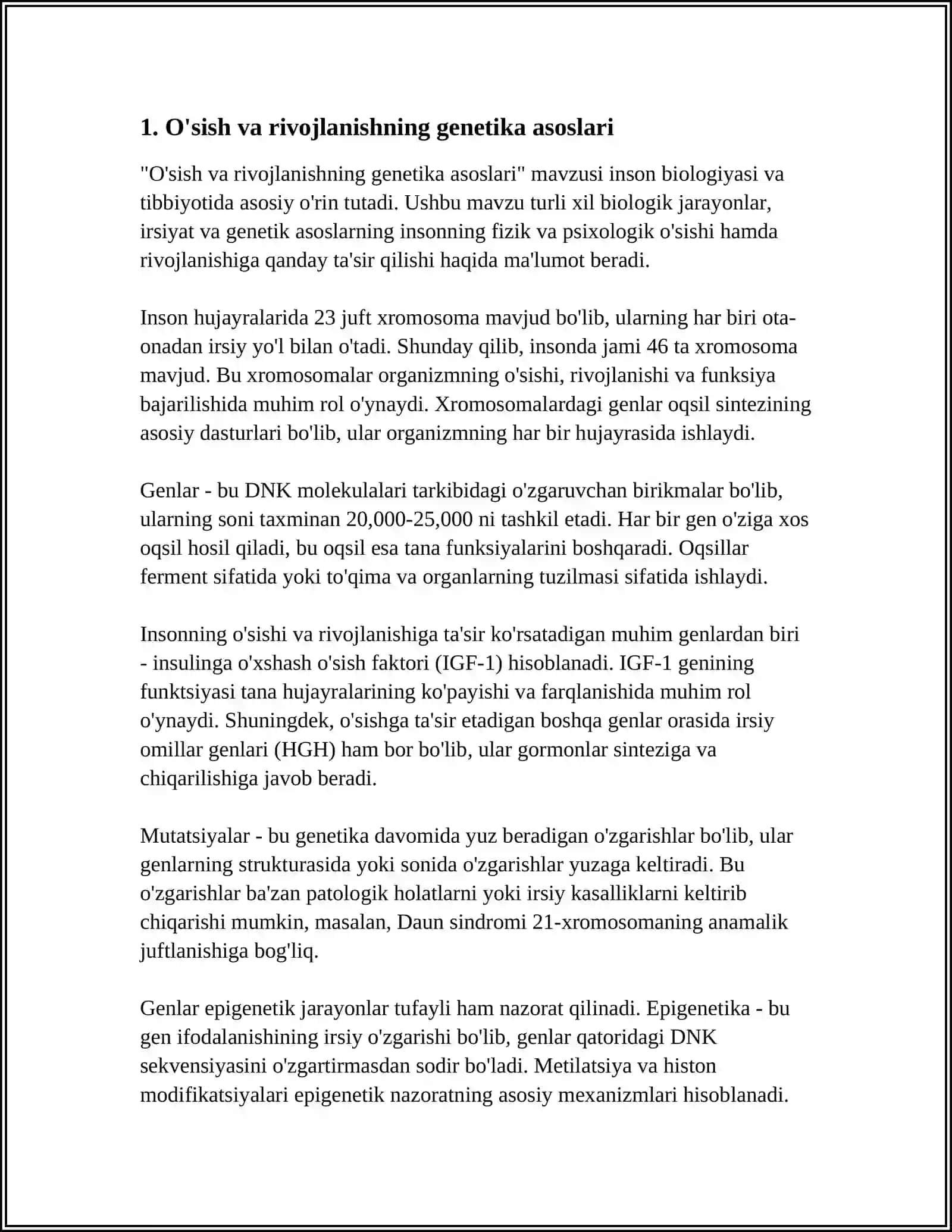 "O'sish va rivojlanishning genetika asoslari" 4