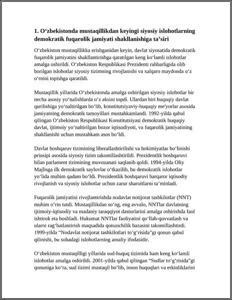 O'ZBEKISTONDA DEMOKRATIK FUQAROLIK JAMIYATI ASOSLARINING SHAKLLANISHI AMALGA OSHIRILGAN SIYOSIY ISLOHOTLARI 4