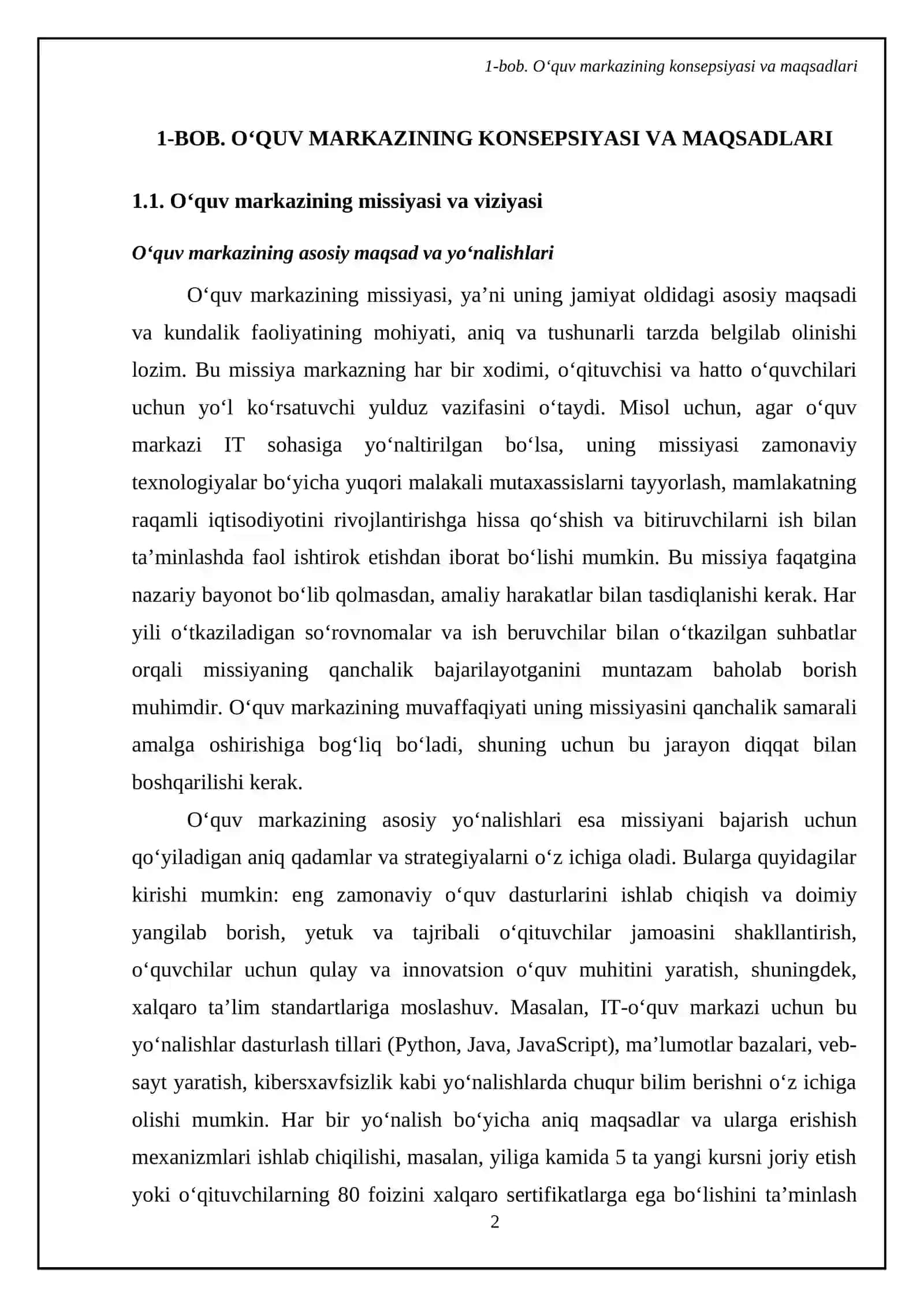 Oʻquv markazi loyihasini loyihalashtirish va ishlab chiqish 4