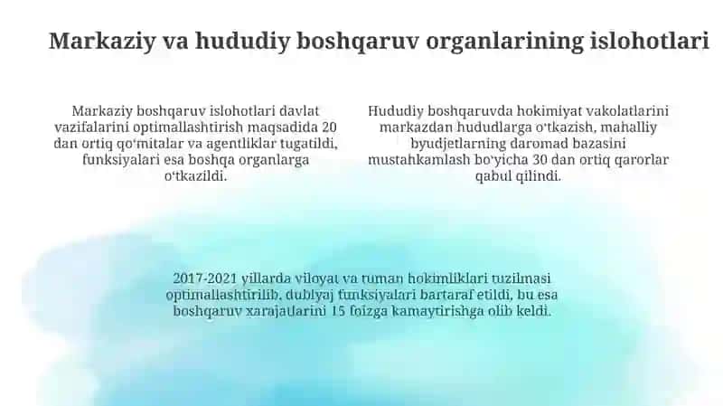 Mustaqillik yillarida davlat boshqaruvi tizimida amalga oshirilgan islohotlar 4
