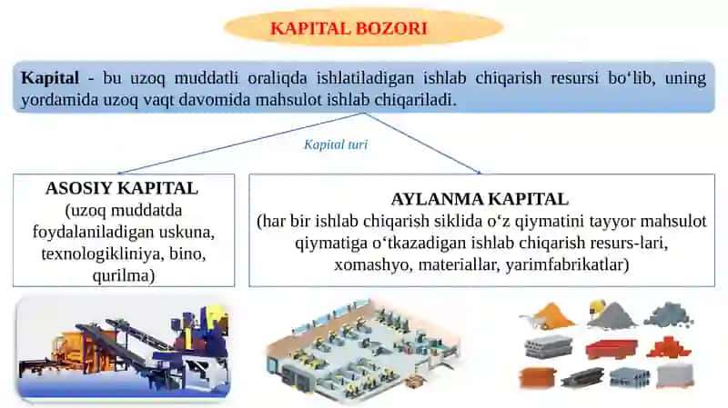 Kapital qo‘yilmalar va kapital bozori. Korxonalar faoliyatini davlat tomonidan tartibga solish. 4