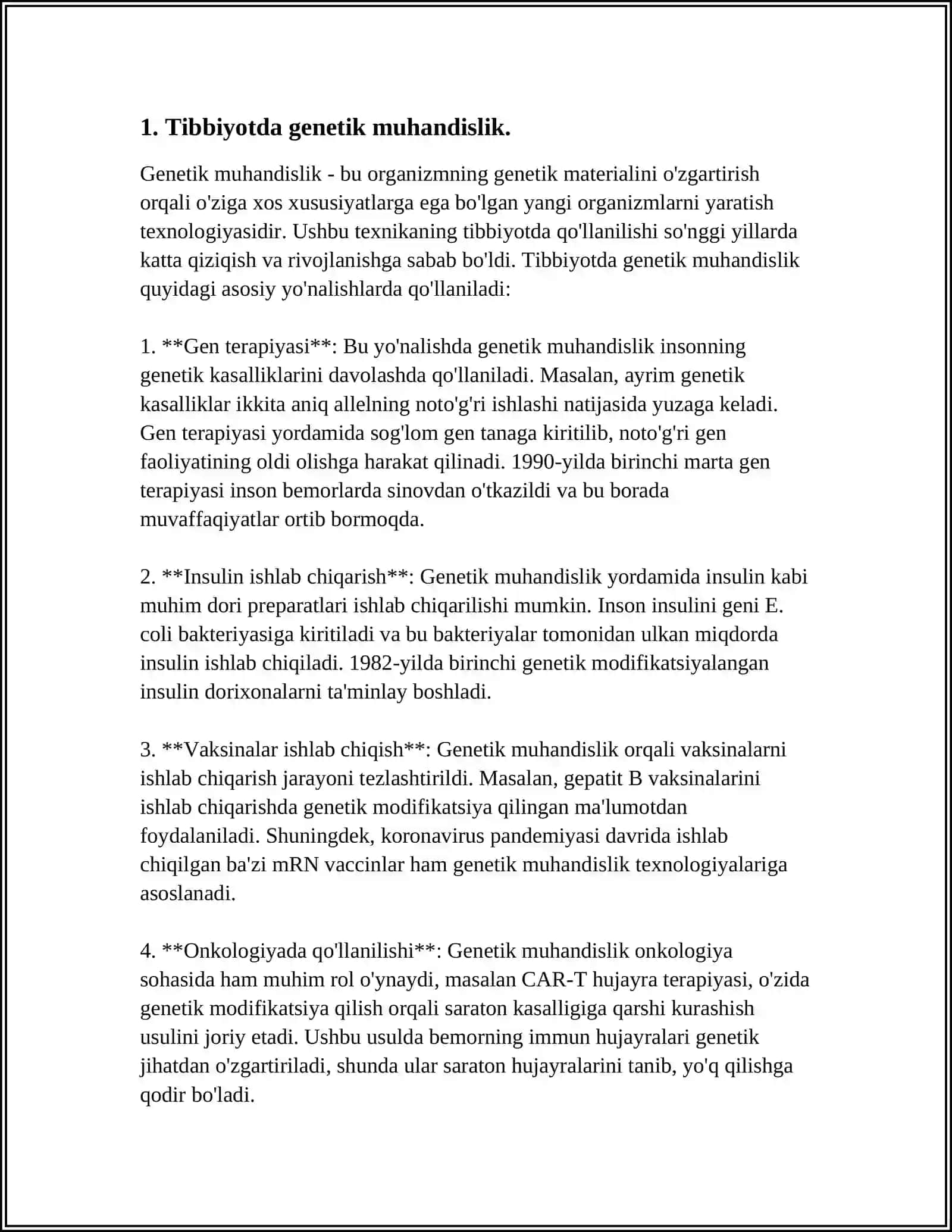 TIBBIYOTDA GENETIK MUHANDISLIK 4
