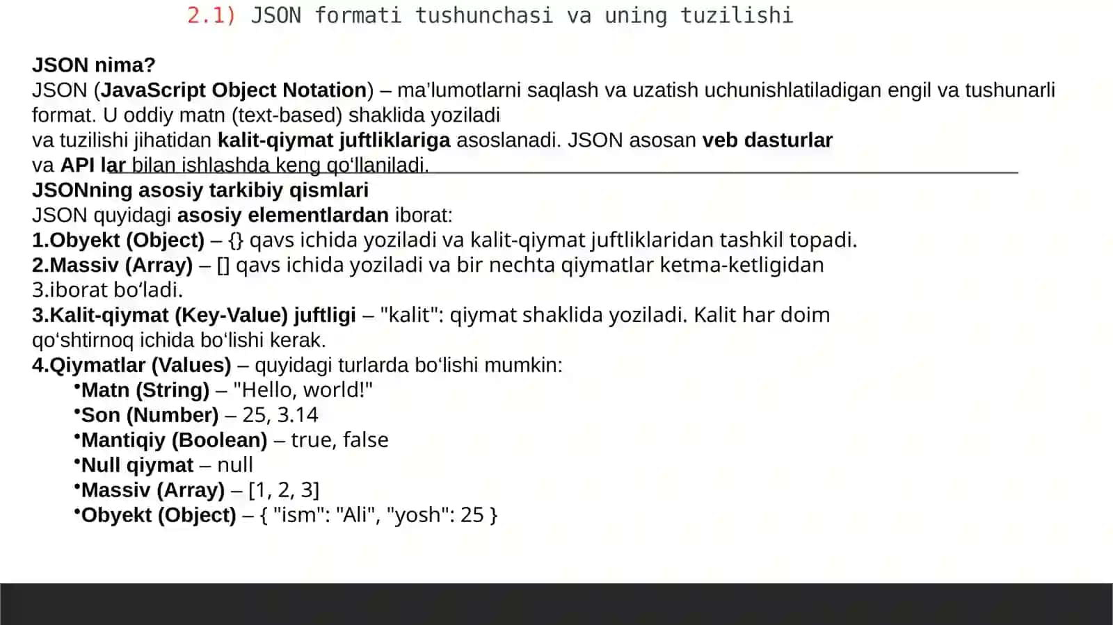 JSON formatining nazariy va amaliy ahamiyati 4