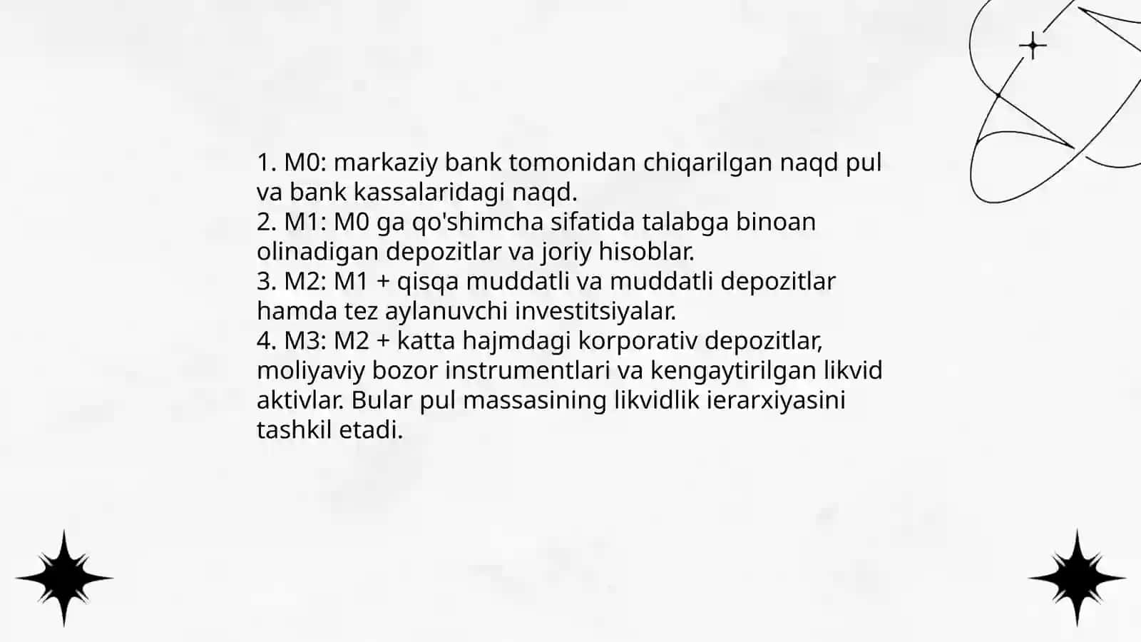 Pul massasi Va uni tartibga Solish usullari 4