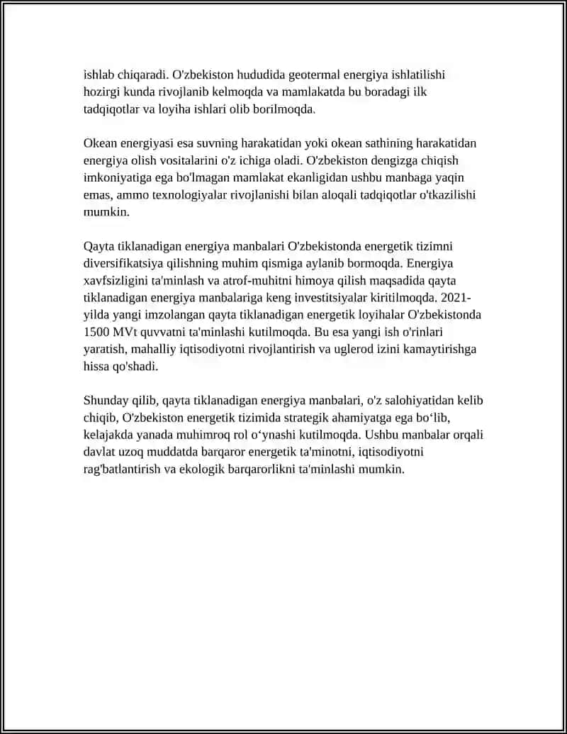 ENERGETIKA SOHASIDA QAYTA TIKLANADIGAN MANBALAR VA EKOLOGIK BARQARORLIK 4