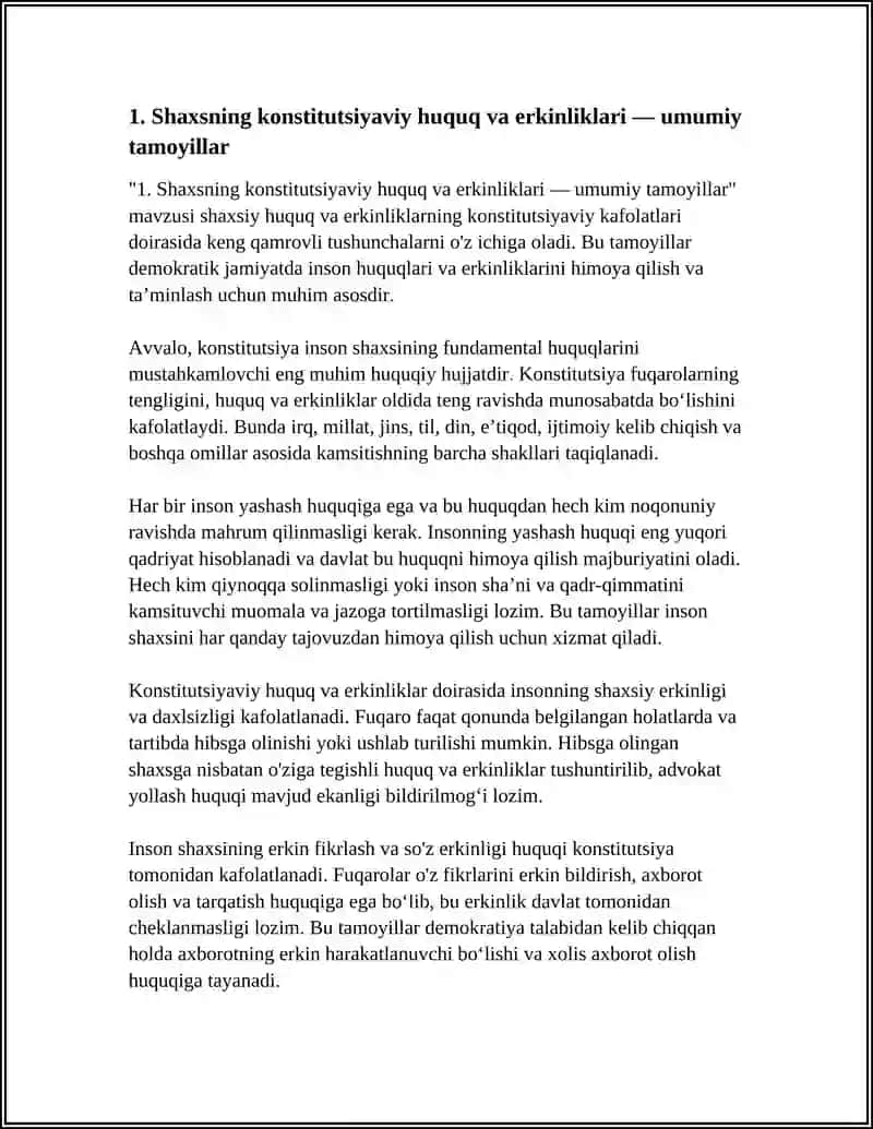 SHAXSIY HUQUQ VA ERKINLIKLARINING KONSTITUTSIYAVIY KAFOLATLARI 4