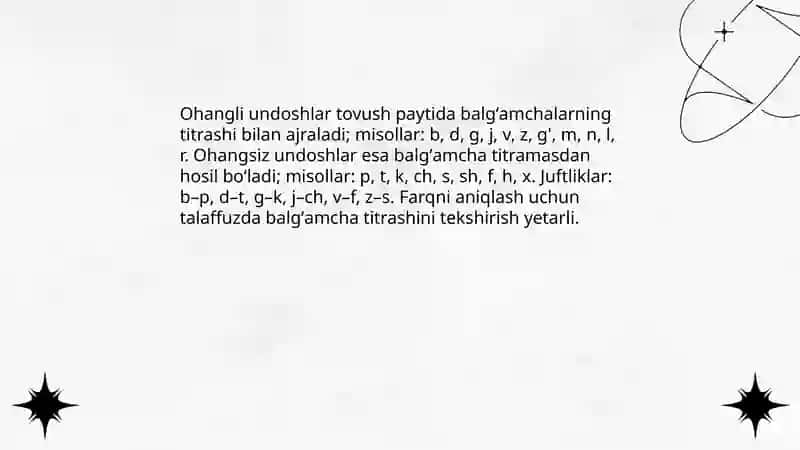 Undosh tovushlar tasnifi 4