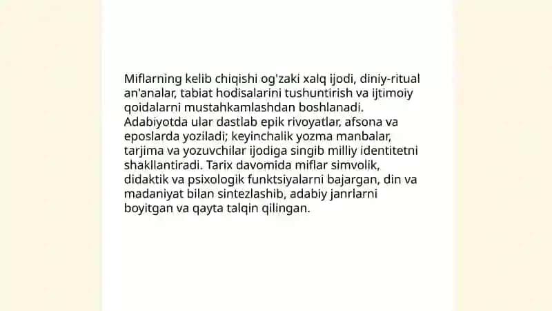 Mif va ularning adabiyotdagi oʻrni 4