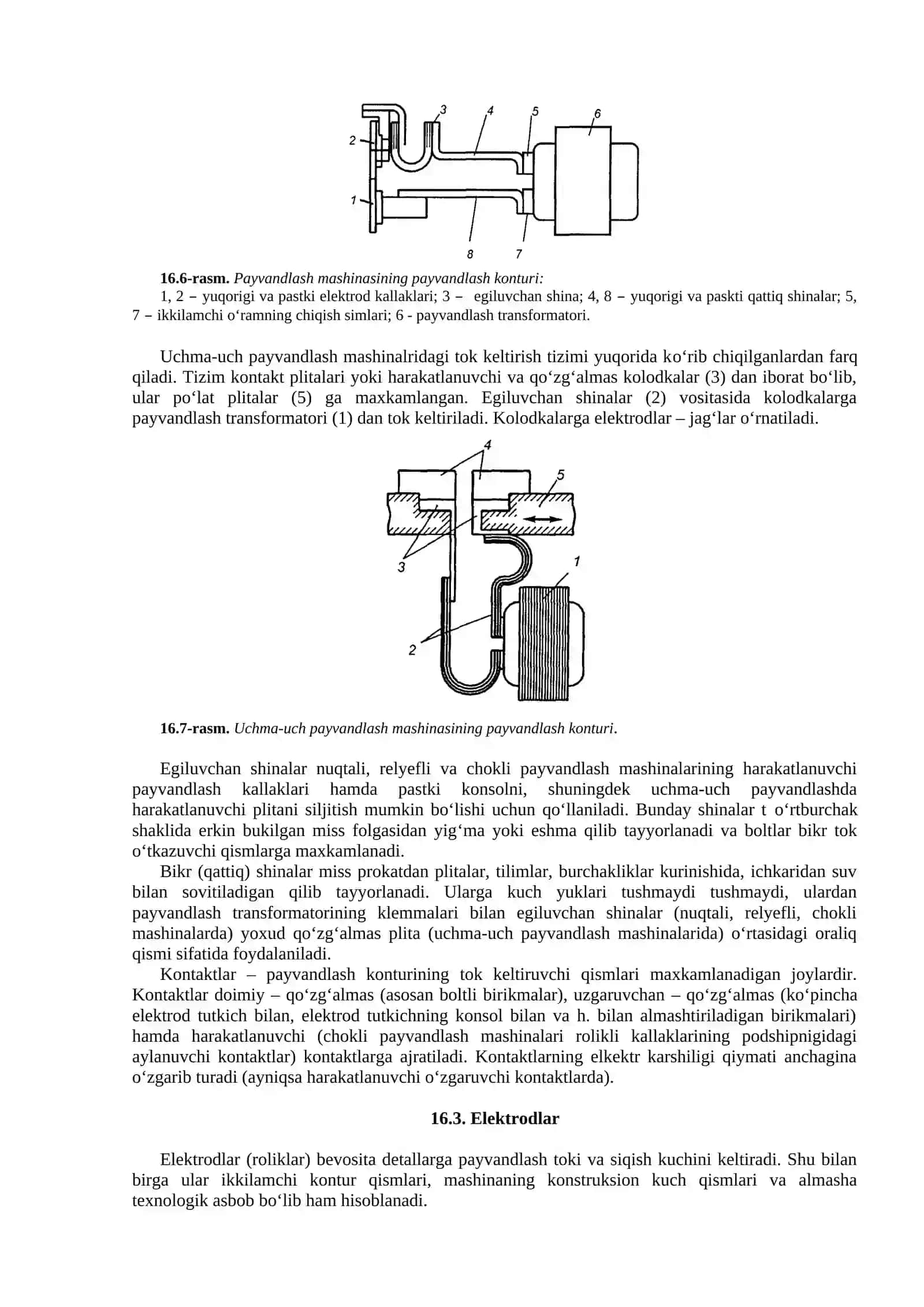 Kontakli payvandlash mashinalarning konstruktiv qismlari 4
