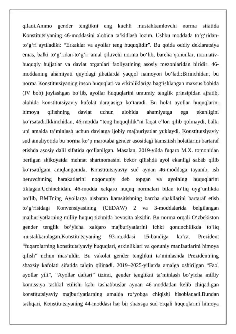 Ayollar huquqini ta’minlash bo‘yicha milliy qonunchilik 4