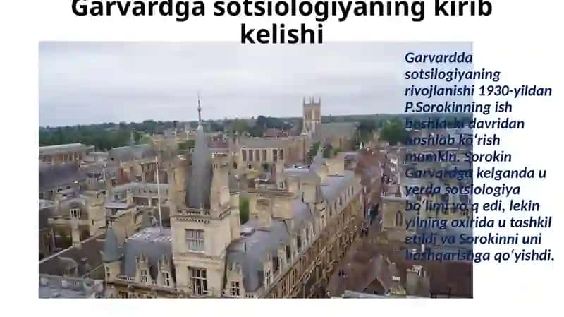 Garvard universitetida sotsiologiya fanining rivojlanishi 4