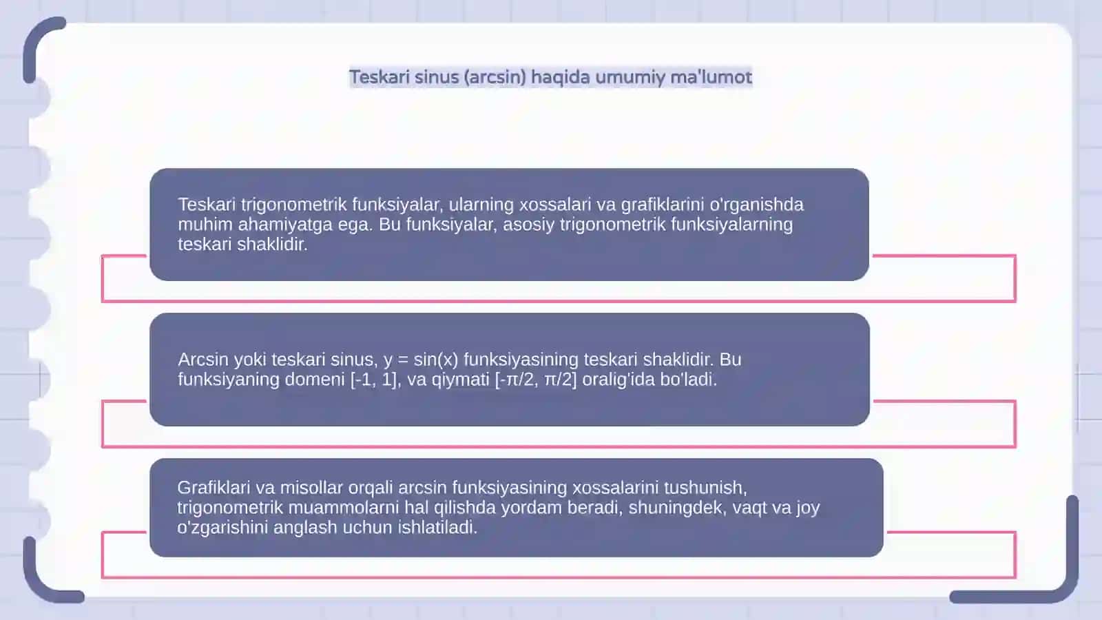 Teskari trigonometrik funksiyalar 4