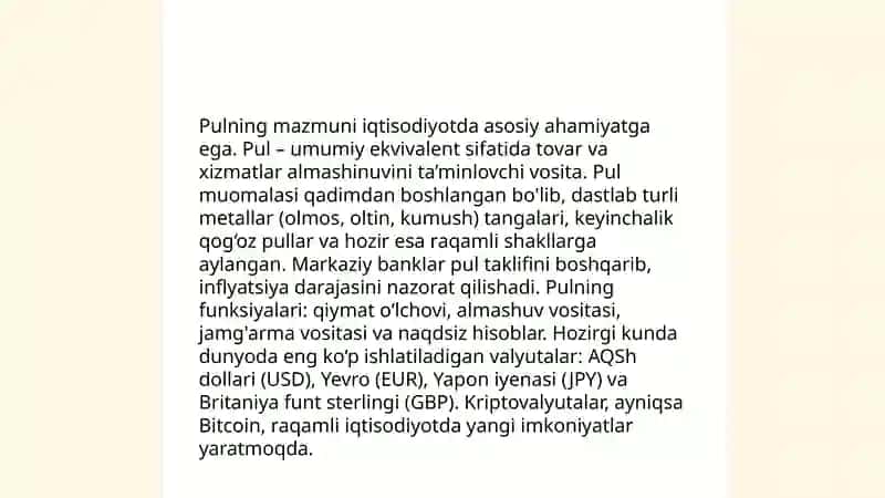 Pul tizimi: mazmuni, turlari va elementlari 4