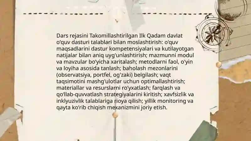 Takomillashtirilgan ilk qadam davlat oʻquv dasturi asosida Ertalabki doirani tashkil etish 4