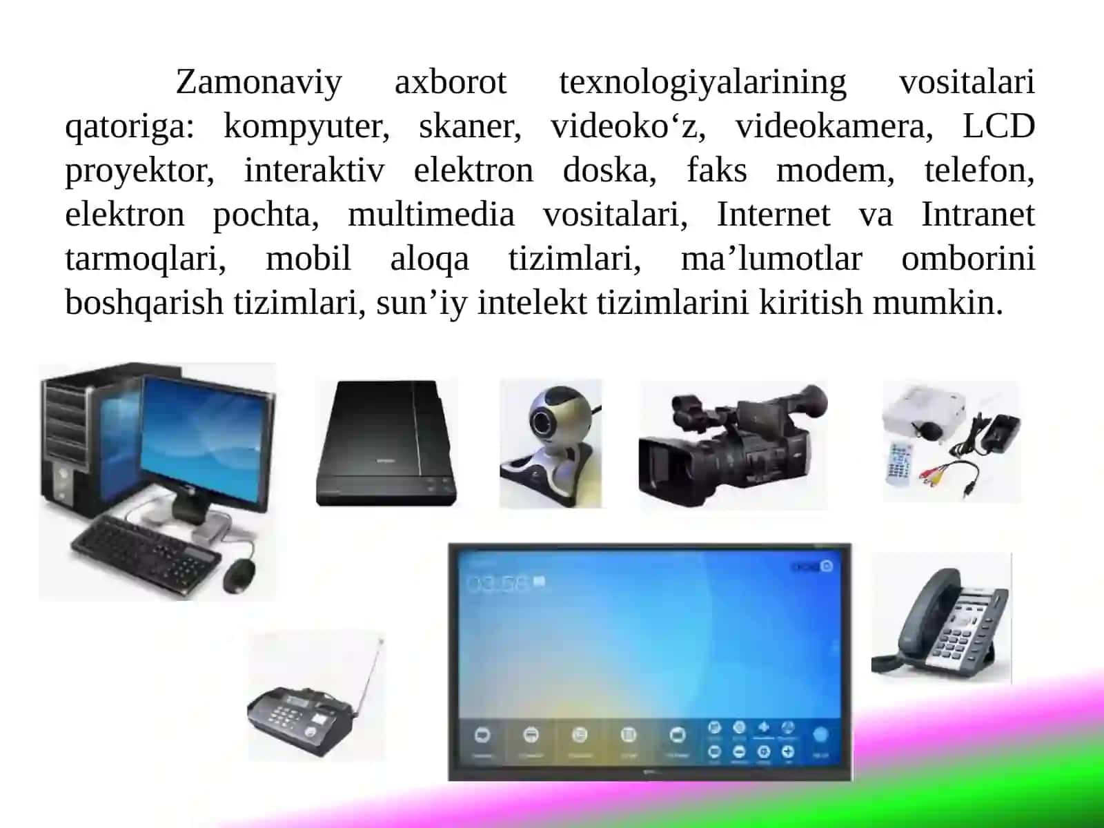 AXBOROT TEXNOLOGIYALARI FANIGAKIRISH 4