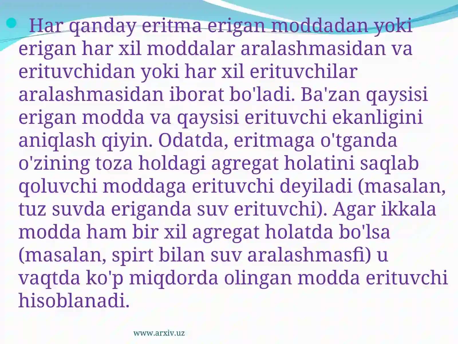 Eritmalar konsentratsiyalarini ifodalash usullari 4