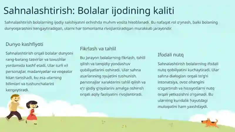 Bolalarni Sahnalashtirish va Ijodiy Faoliyatga Oʻrgatish 4