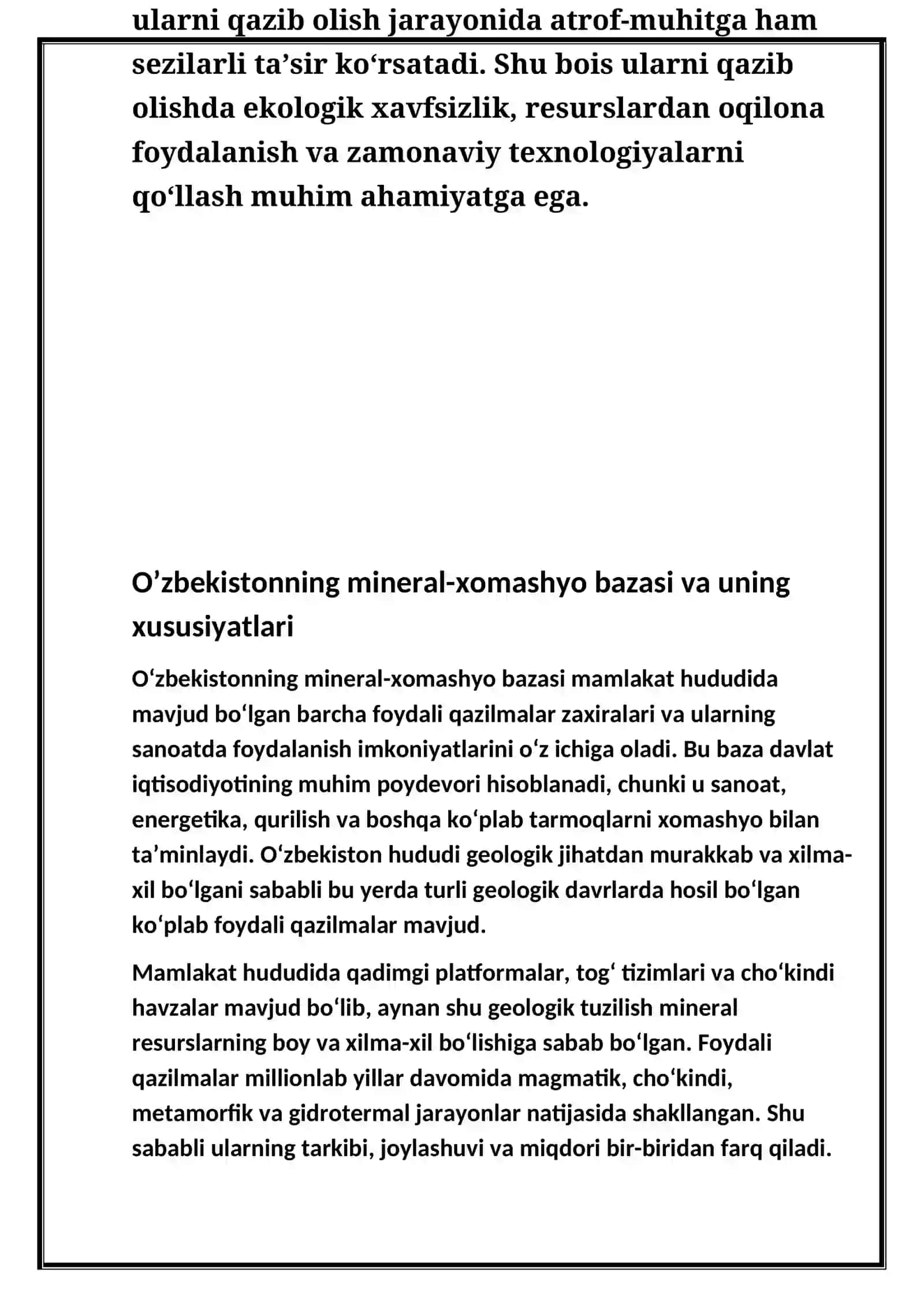 O’zbekistonda qazib olinadigan foydali qazilmalarning turlari va ahamiyati 4