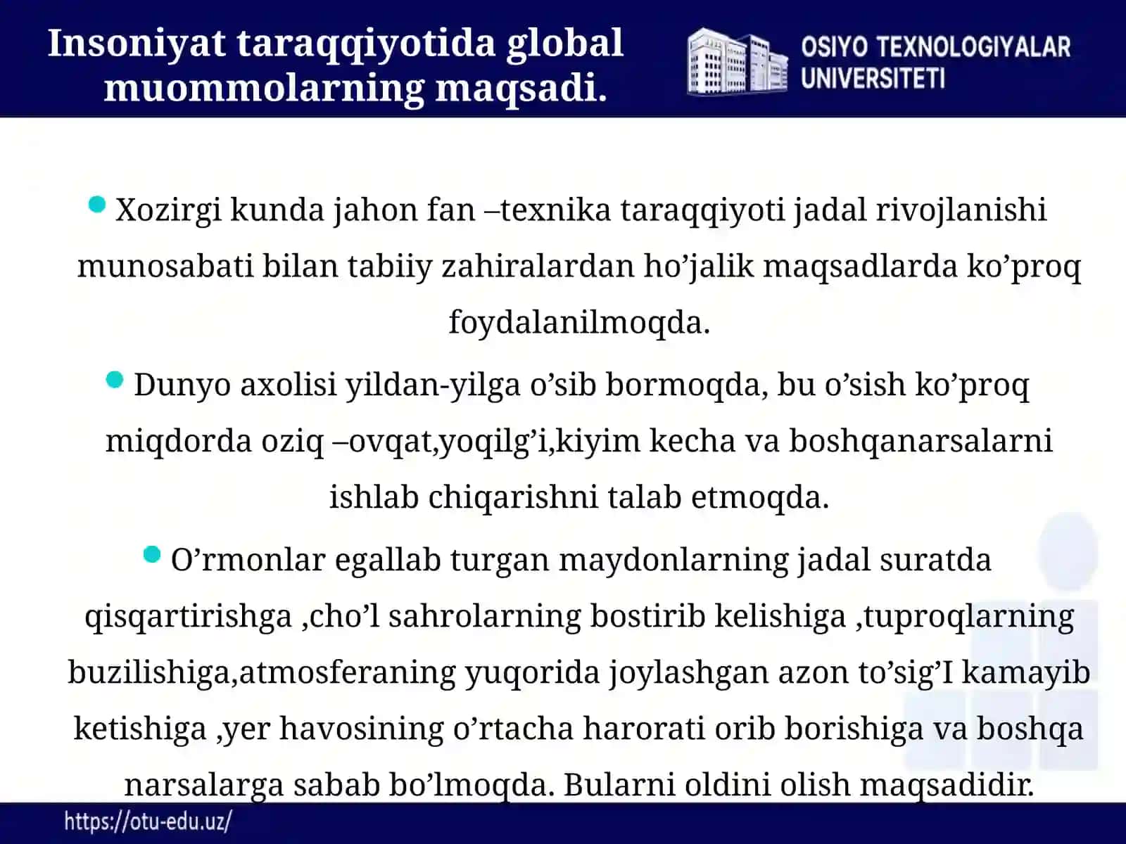 Global muammolar. Globalmuammolarning belgilari. Globalmuammolarning guruhlanishi 4