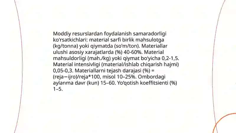 Moddiy Resurslardan foydalanishni tahlili 4