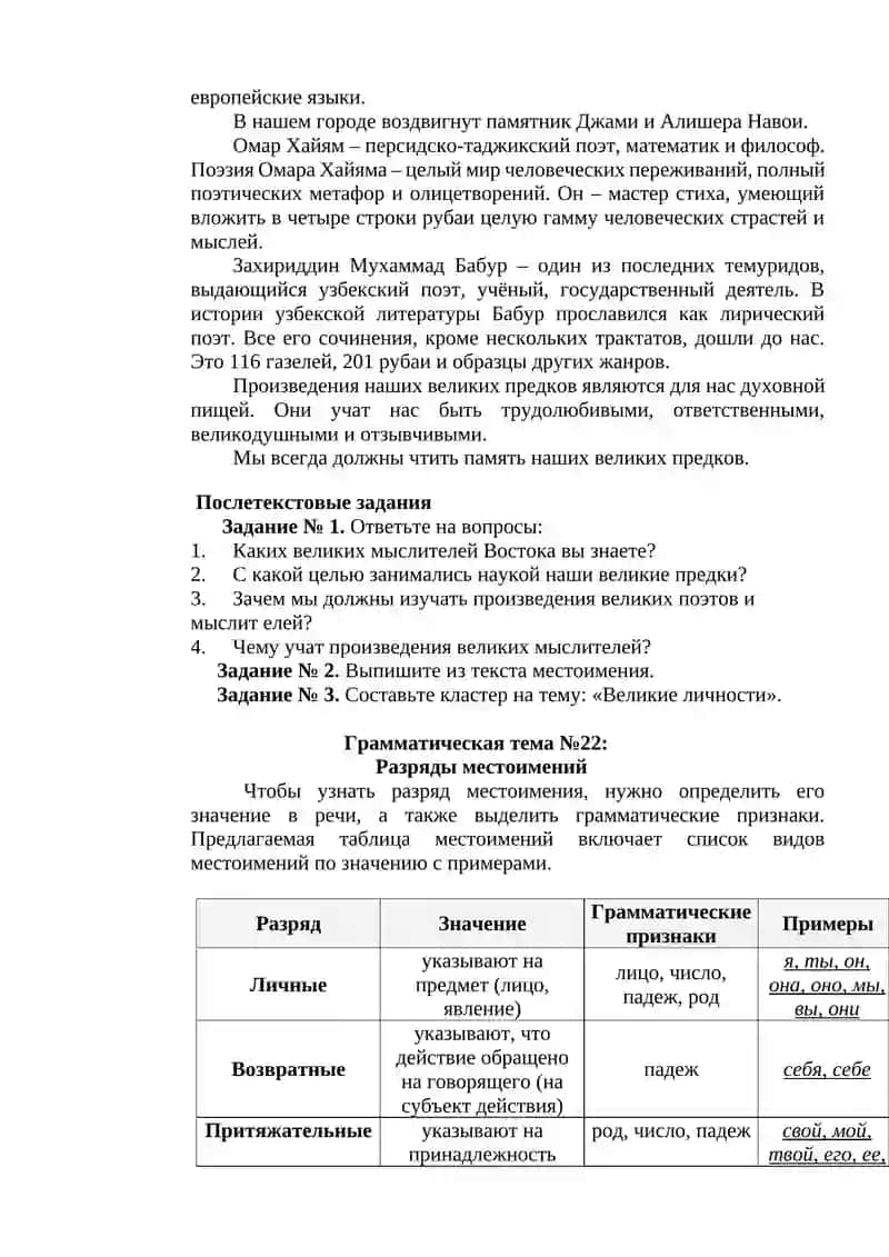Грамматическая тема №21: Местоимение 4