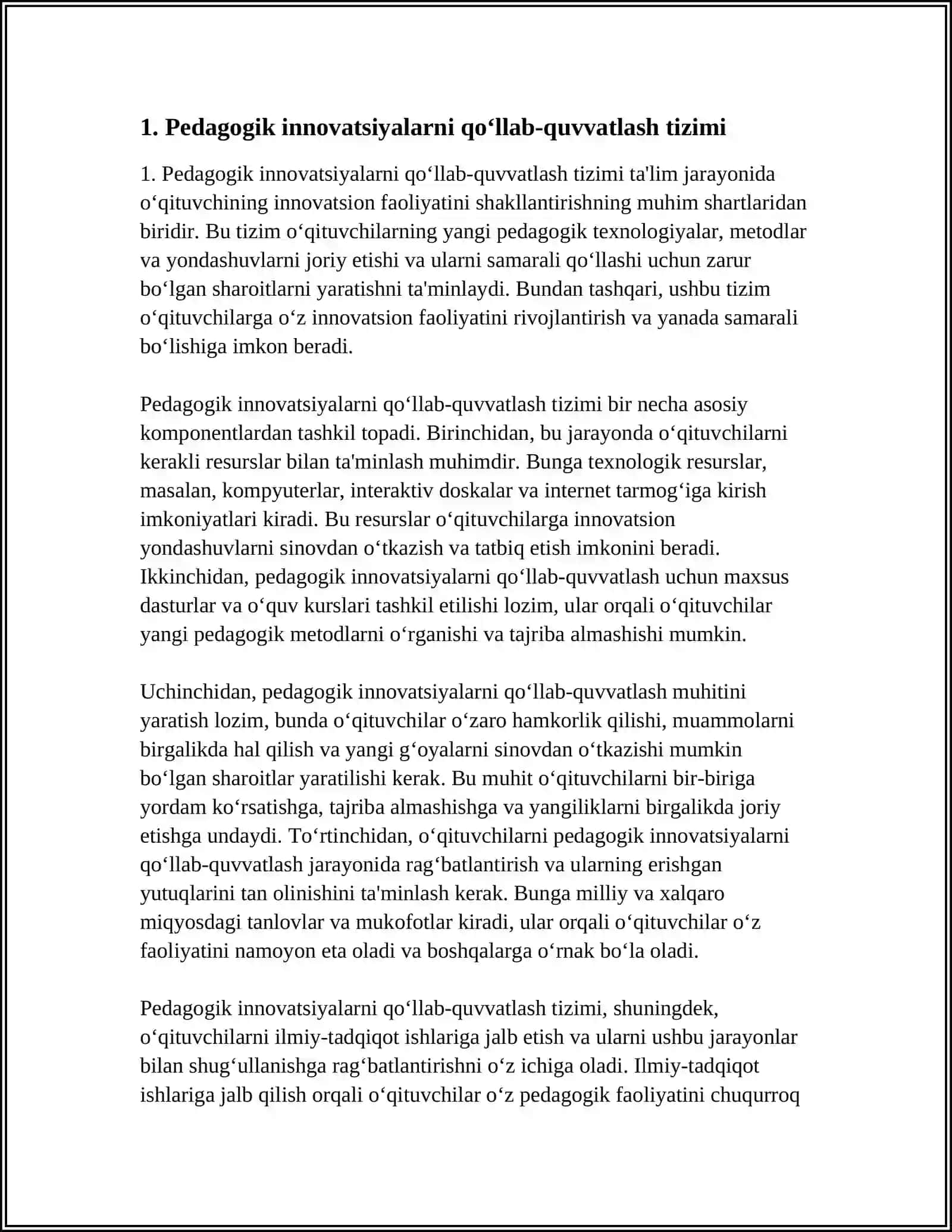 Pedagogik innovatsiyalarni qo‘llab-quvvatlash tizimi 4