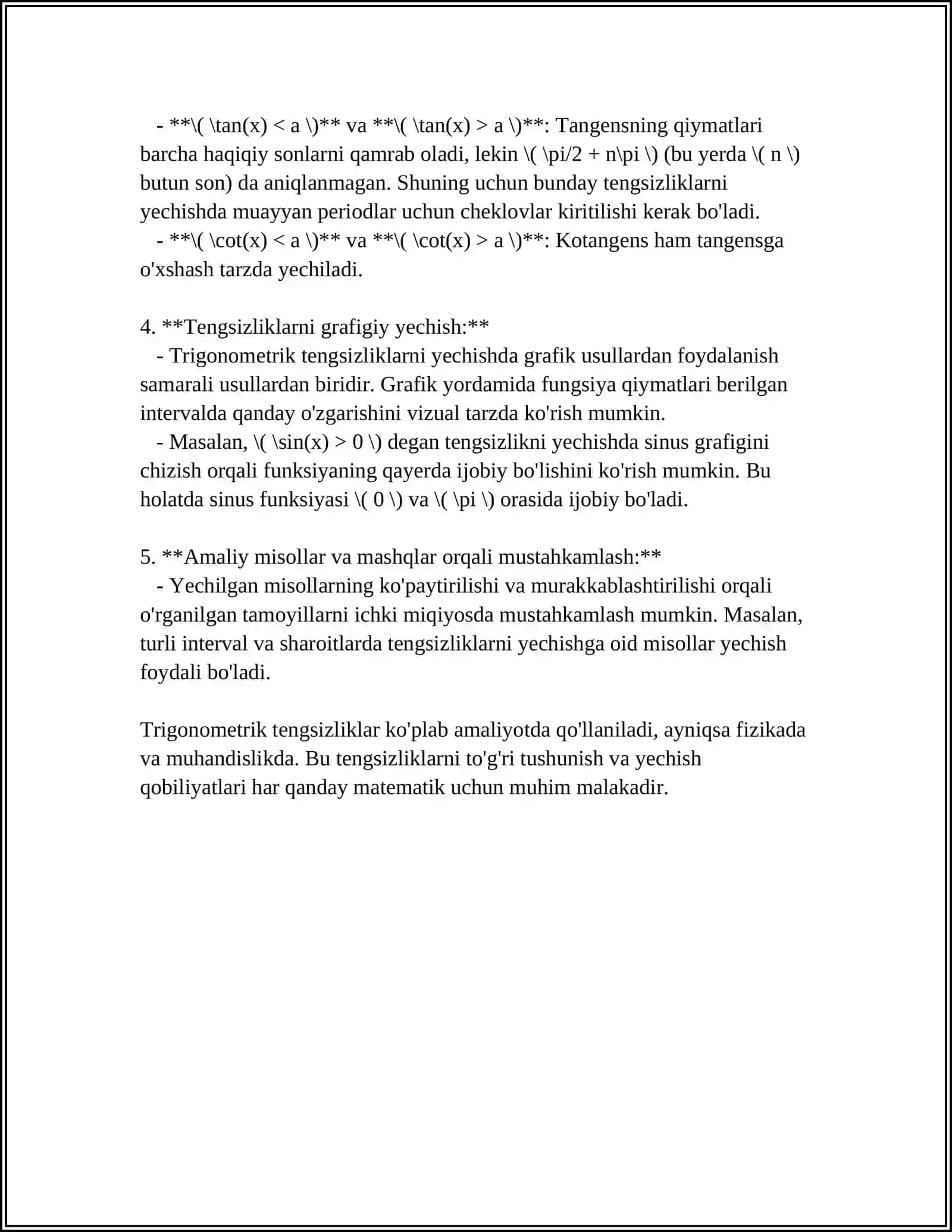 TRIGONOMETRIK TENGSIZLIKLAR 4