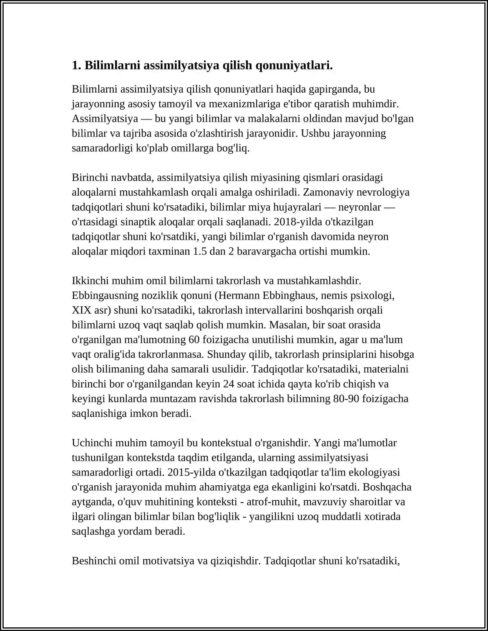 BILIMLARNI ASSIMILYATSIYA QILISH QONUNIYATLARI 4