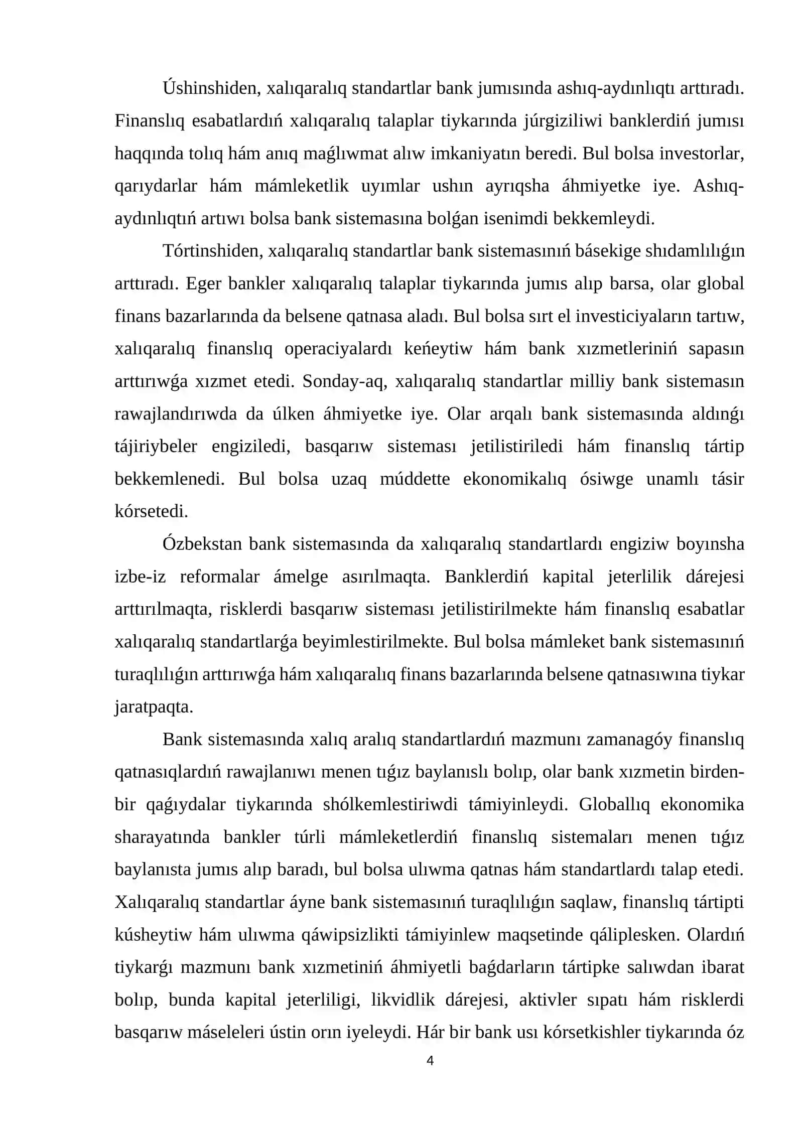 Bank sistemasında xalıqaralıq standartlar hám Bazel normaları 4