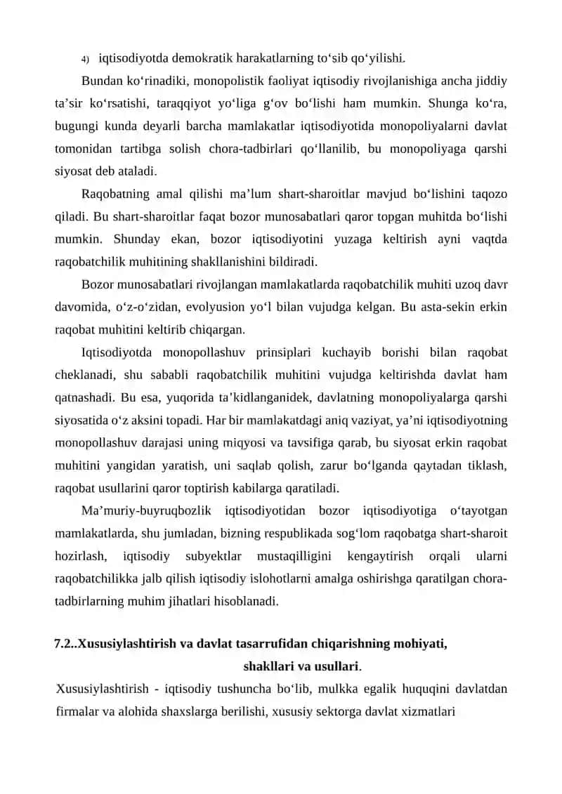 Monopoliyaga qarshi siyosat va raqobatni rivojlantirish yo‘nalishlari 4
