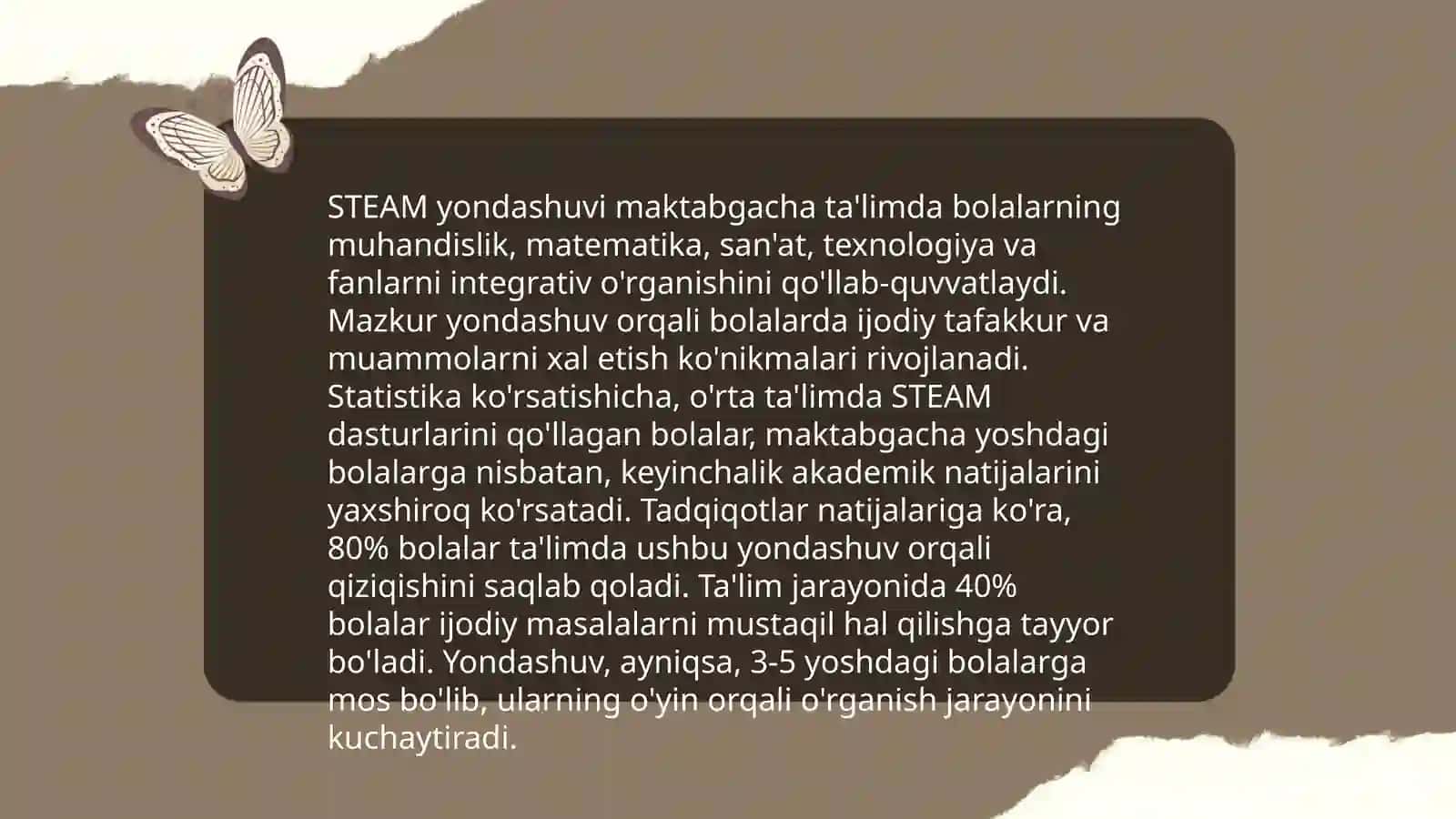 Maktabgacha talim tashkilotida STEAM texnologiya asosida dizayn va kreativ ijodkorlikni shakllantirish 4