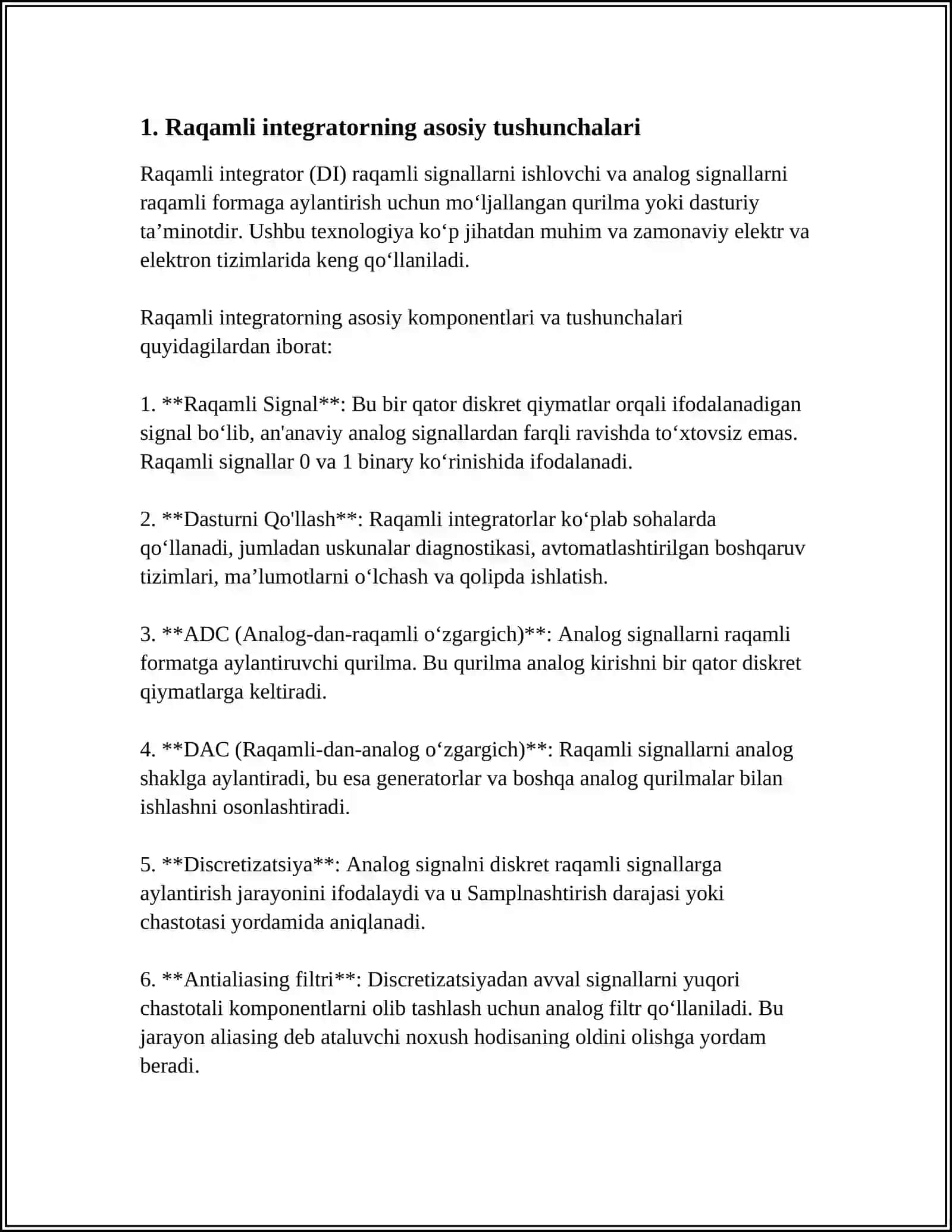 Boshqarish tizimini raqamli integrator yordamida kompyuterda qurish 4