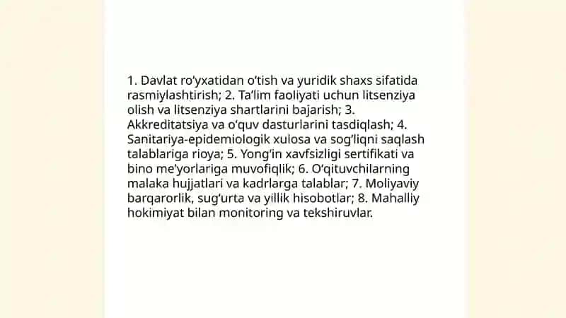 Xususiy bogʻcha maktab universitet haqida 4
