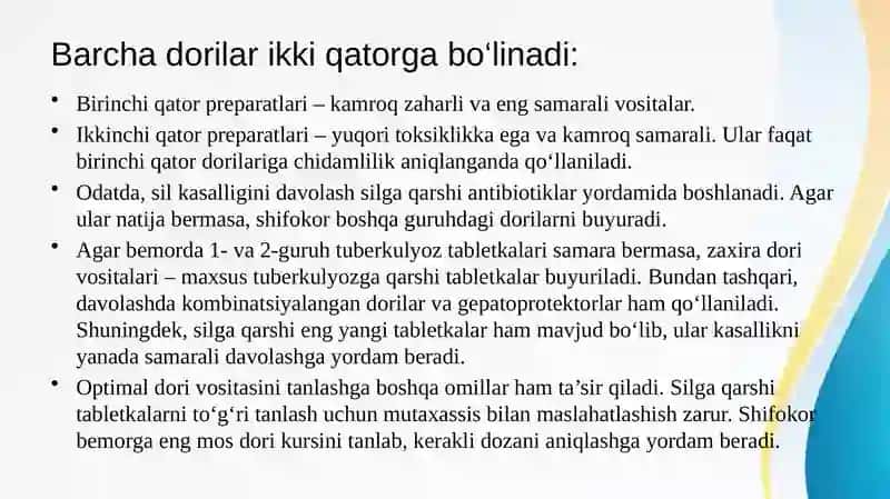 Silga qarshi dori vositalari. Bezgakka arshi dori vositalarini qo’llash tamoyillari 4