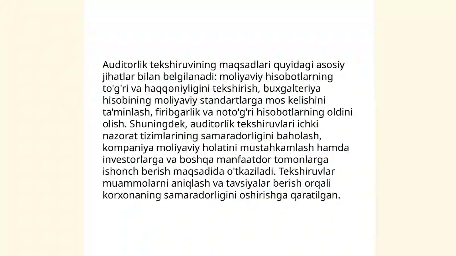 Auditorlik tekshiruvini rejalashtirish. Auditorlik tekshiruvining muhimligi va risk 4