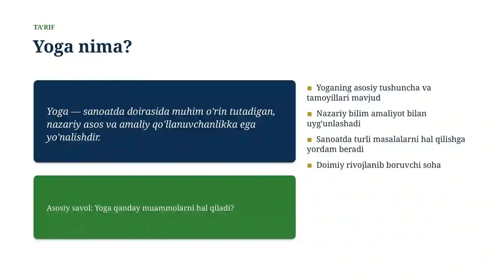Yoga. Tamoyillari va qoidalari 4