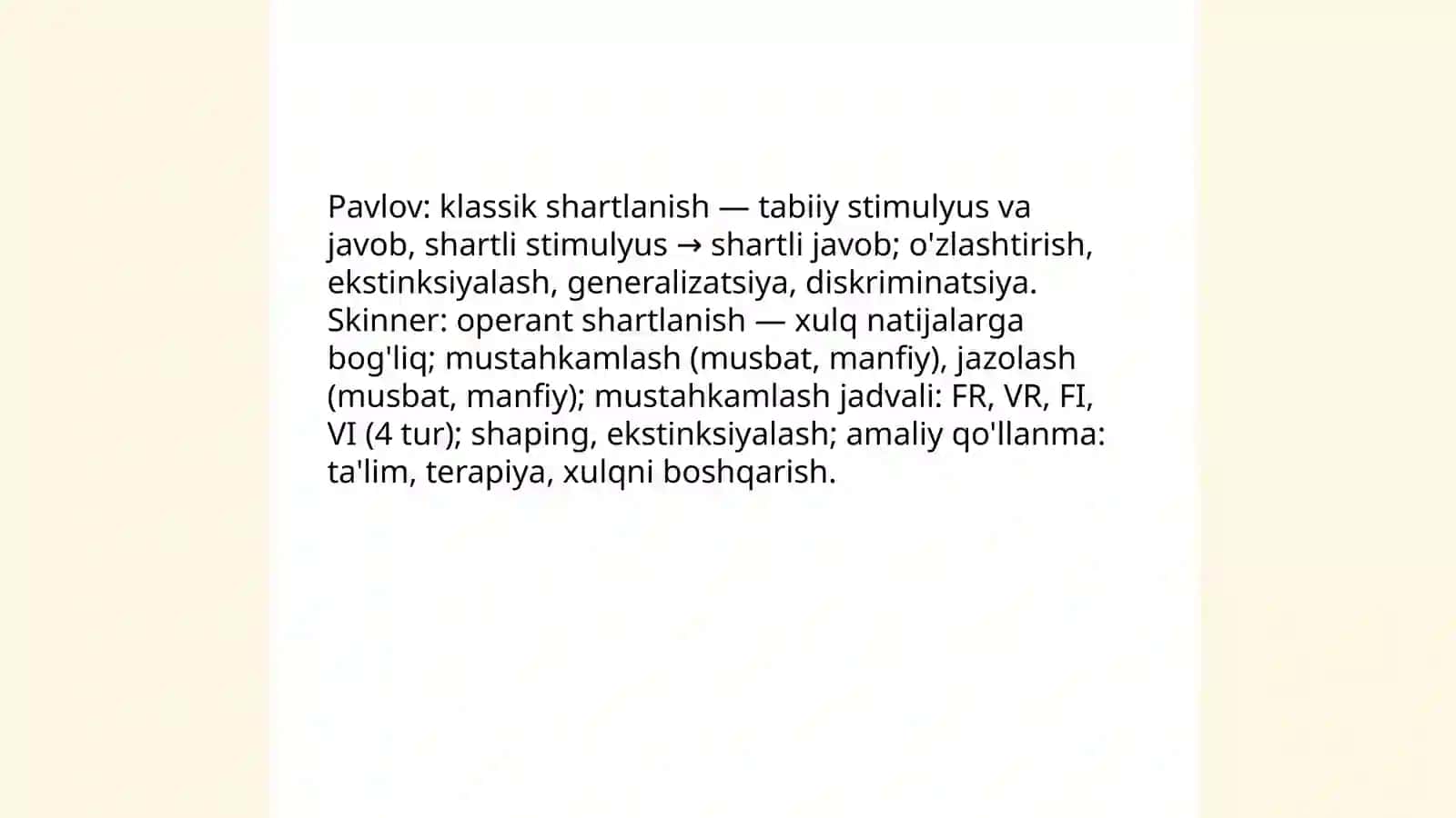 Psixalogiyada shaxsning o'rganishlar nazariyasi 4