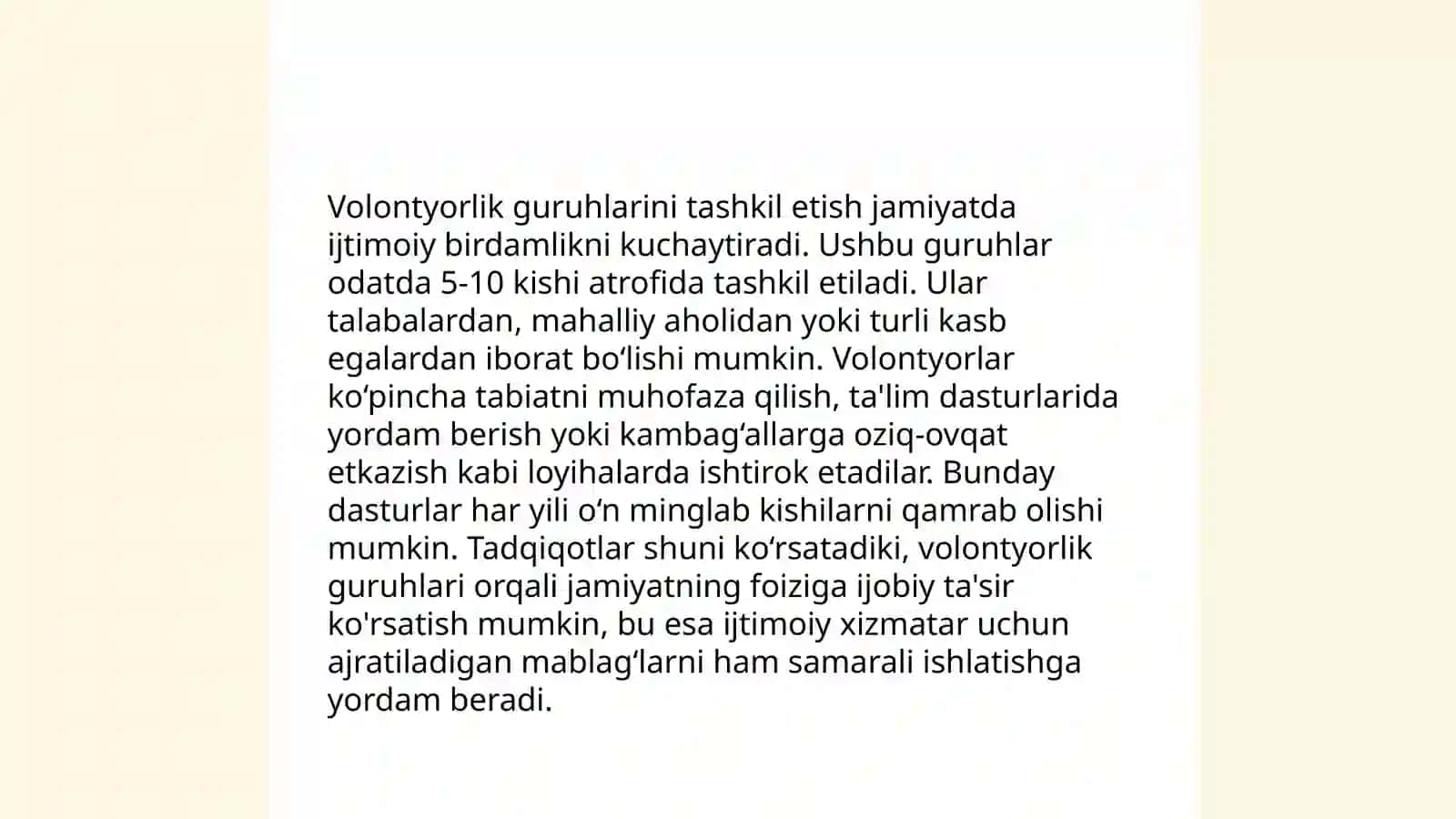 Volontyorlik va volontyor guruhlar bilan tashkil etiladigan faoliyat 4