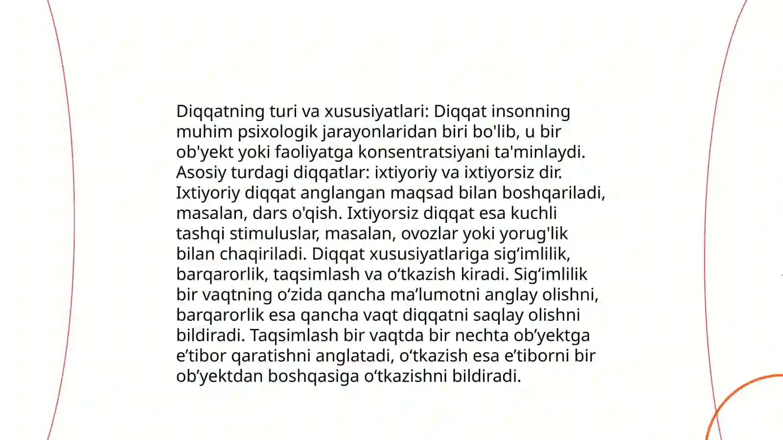 Diqqat haqida tushuncha va uning nerv-fiziologik asoslari by Xusanova Sarvinoz 4