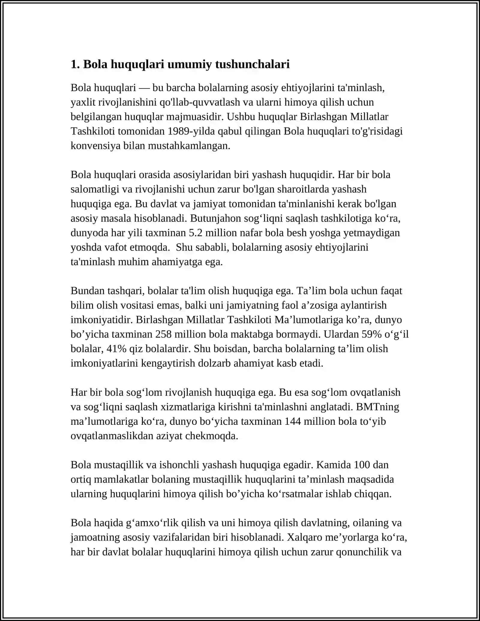 BMT NING BOLA HUQUQLARI TOʻGʻRISIDAGI KONVENTSIYALARI 4