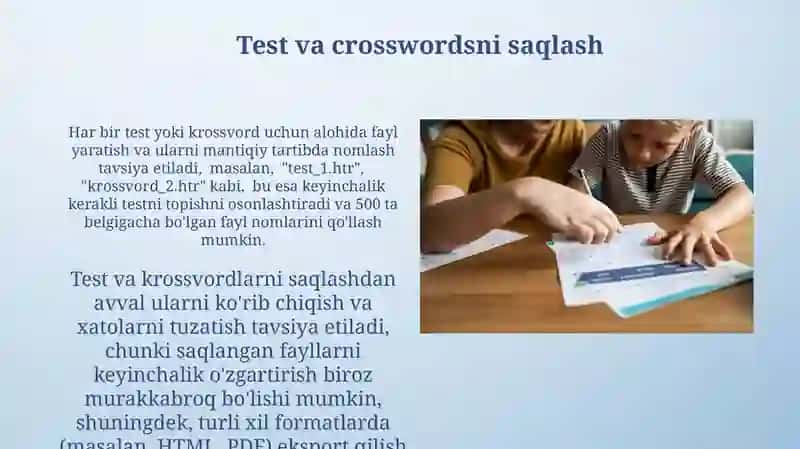 Hot Potatoes dasturida test vakrossvordyaratish 4