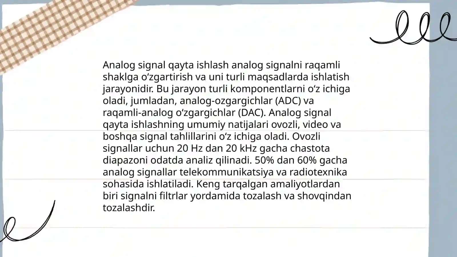 Signalni qabul qilish va qayta ishlash qurilmalarining tasnifi 4
